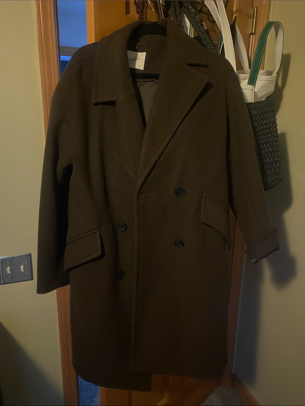 Lucky Brand Double-Breasted Pea Coat in Dark Brown